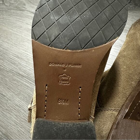 Donald J Pliner Willow Mid-Calf Leather Suede Taupe Boots Size 8.5 - Picture 6 of 8